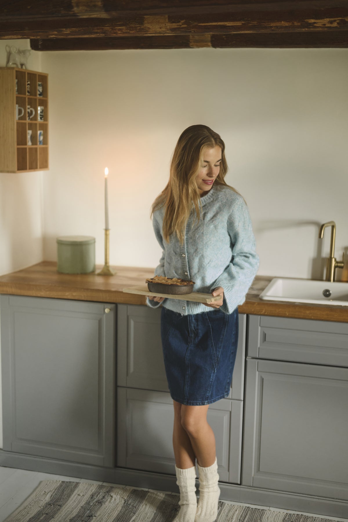 KAmartha Cardigan Windward Blue Melange – 10510626