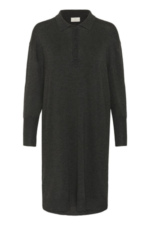 KAlizza Polo Knit Dress Mörkgråmelerad - 10510688