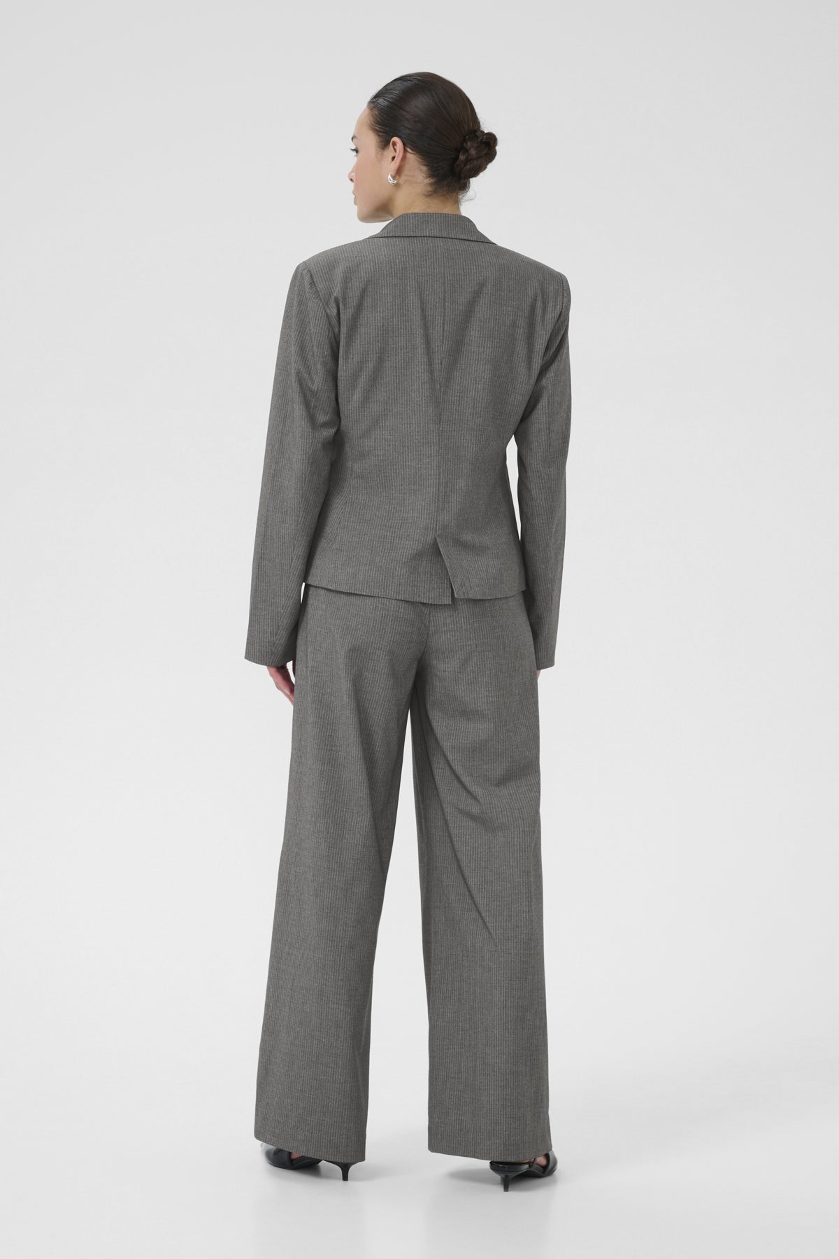 KAellie Shaped Blazer Gråmelerad / Kritstrecksrandig - 10510718