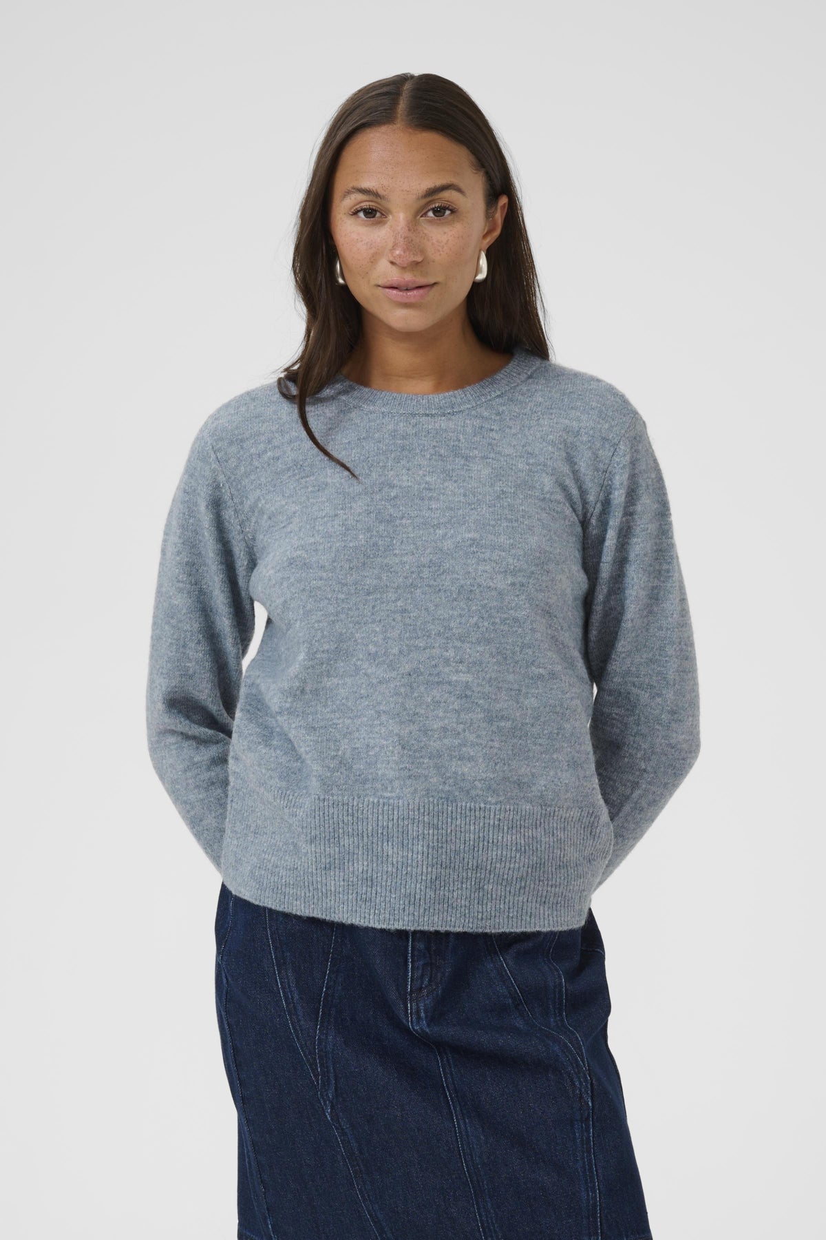 KAniel Crew Neck Pullover Windward Blue Melange - 10510744