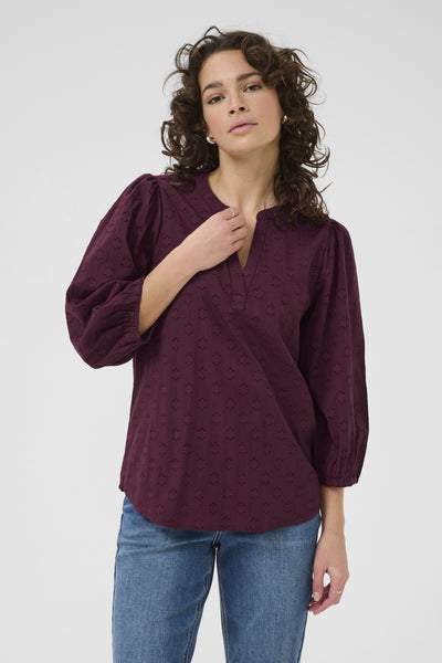 KAenya Blouse 3/4 SL Windsor Wine - 10510755 Thumbnail