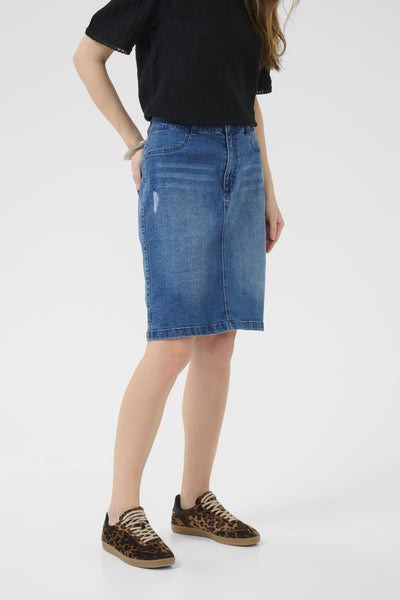 KAlaurine Jeanskjol Washed/Destroyed Blue Denim - 10510761 Thumbnail