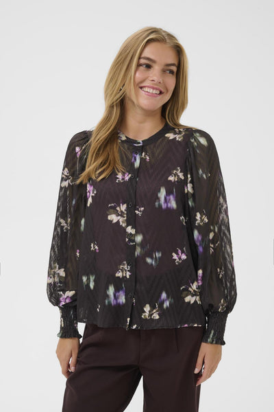 KAclaire Shirt Black Coffee/Multi col.Flowers - 10510804 Thumbnail