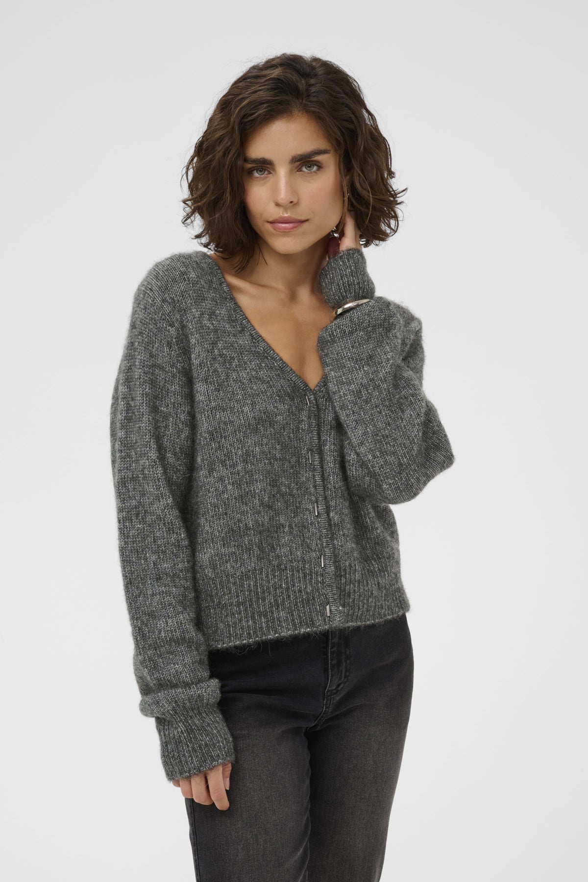KAmelania Cardigan Dark Grey Melange - 100125 - 10510818