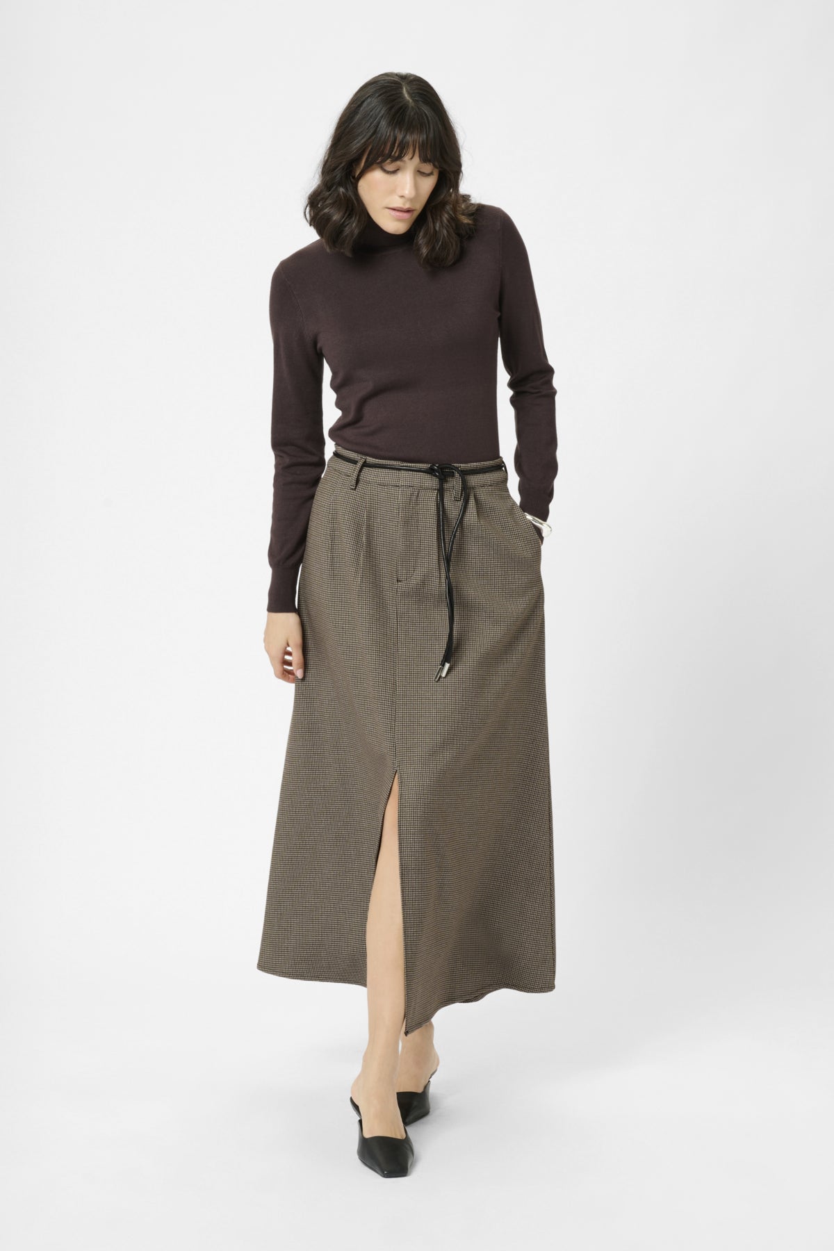 KAelyah Skirt Beige / Black Petit Houndstoot - 10510847