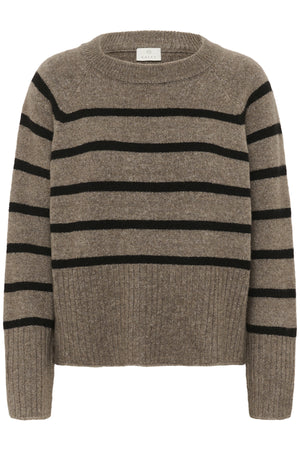 KAerin Stickad Tröja Morel Melange Black Stripe - 1 - 10510939