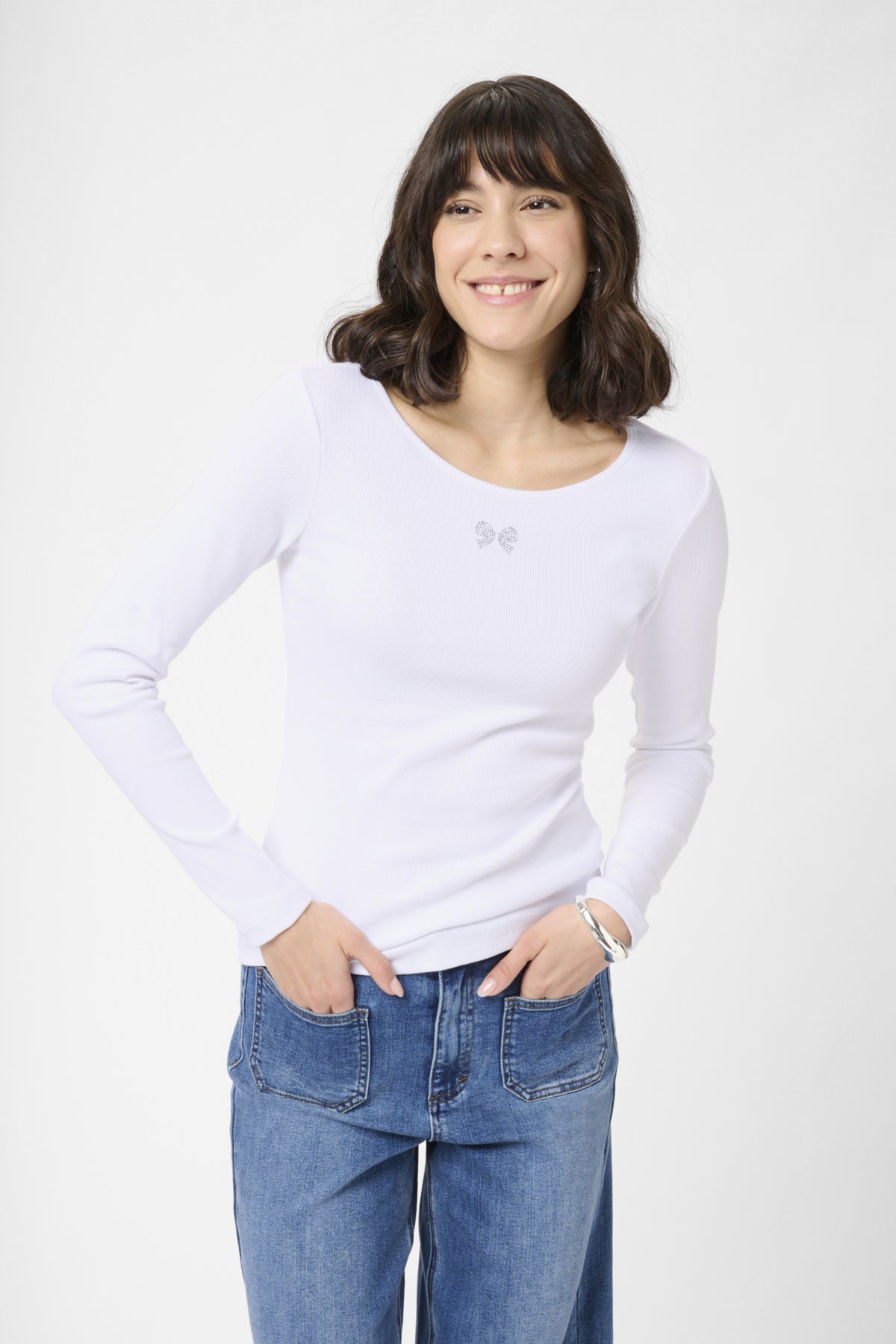 KAcarna Bow T-shirt Optical White - 110601 - 10511012