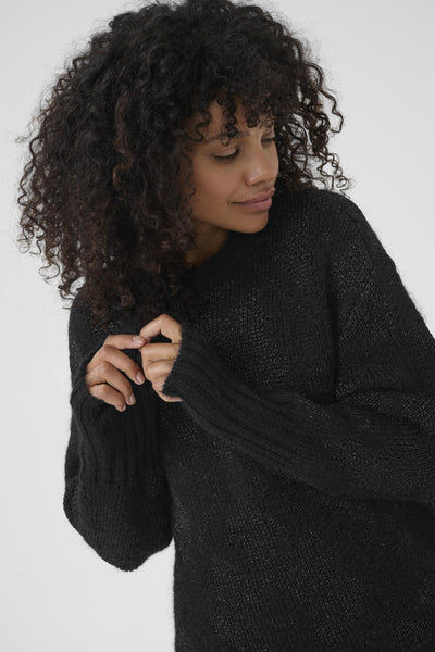 KAsandra Knit Pullover Black Silver Lurex Jacquard - - 10511018 Thumbnail