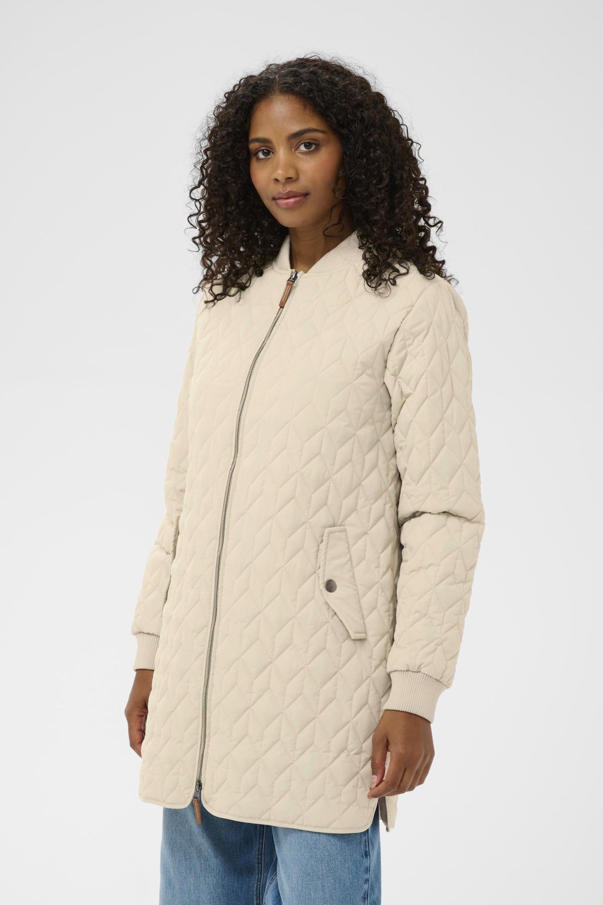 KAlelia Long Quilt Jacket Feather Gray - 151305 - 10511125