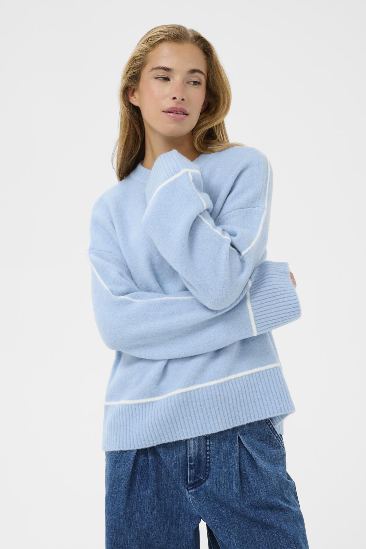 KAjinie stickad tröja Powder Blue Melange - 1442141 - 10511129