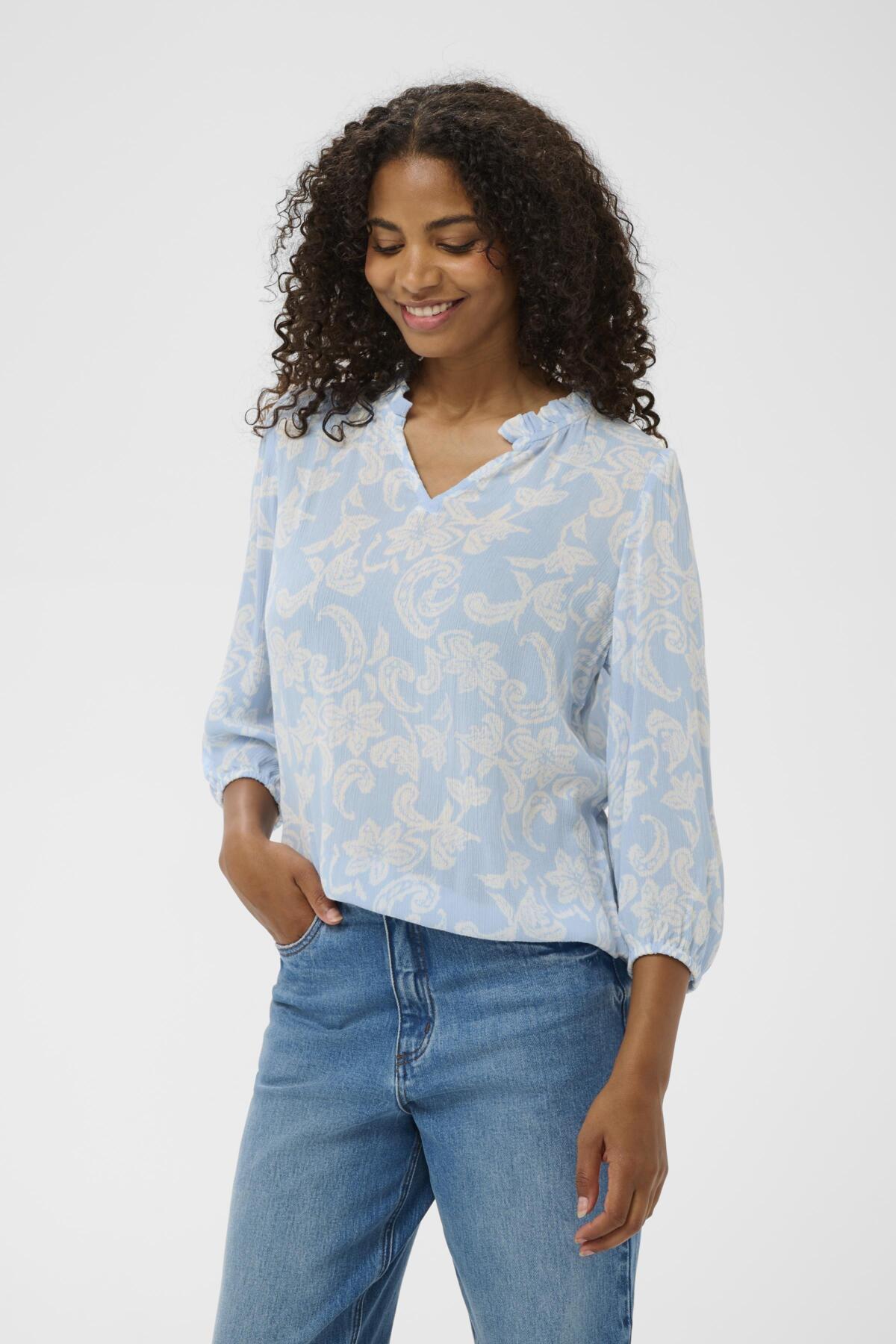 KAriani Printed Amber Blouse Powder Blue/Chalk Paisley - 10 - 10511210