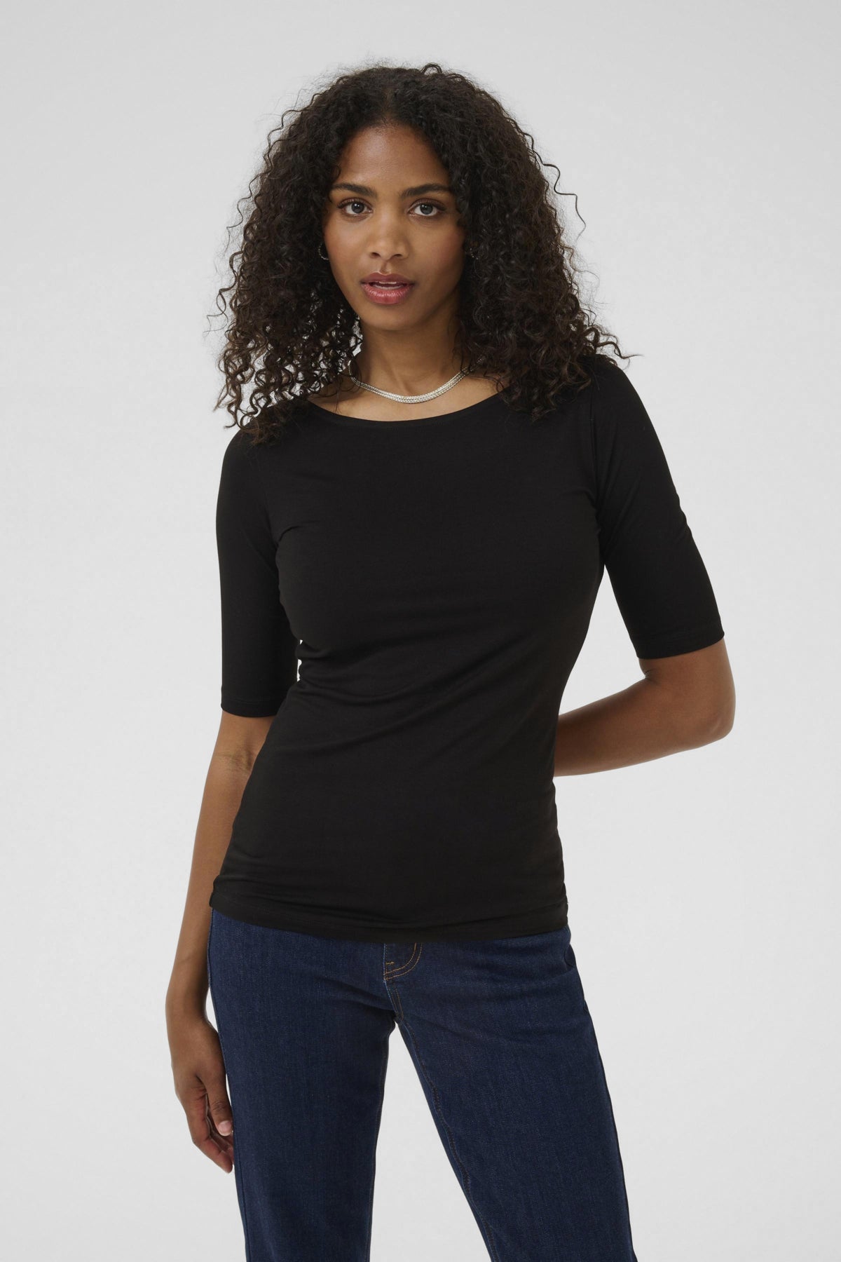 KAyoko Båtringad T-shirt Svart Deep - 100121 - 10511356