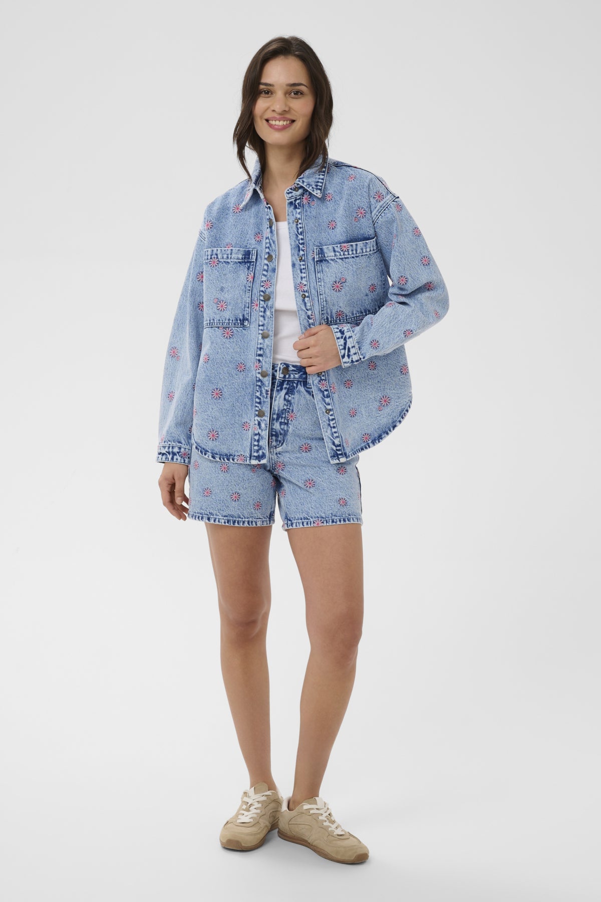 KAbabena Denimjacka Blå Denim/Rosa Blomstertryck - - 10511680