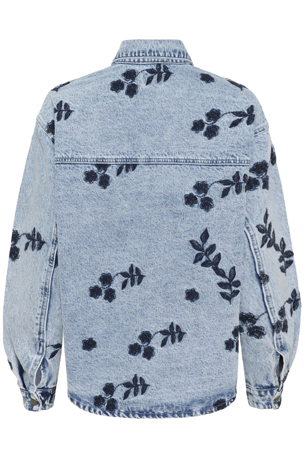 KAbabena Denimjacka Blå Denim M/ Marinblå Blomsterbrodyr - 10511680