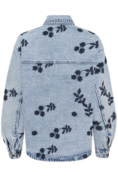 KAbabena Denimjacka Blå Denim M/ Marinblå Blomsterbrodyr - 10511680 Thumbnail