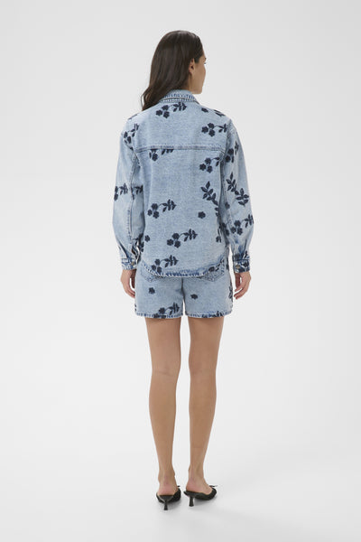 KAbabena Denimjacka Blå Denim M/ Marinblå Blomsterbrodyr - 10511680 Thumbnail