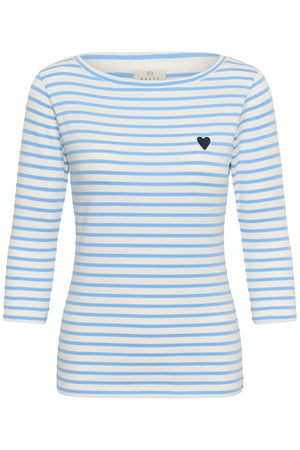 KAliddy Boatneck 3/4 T-Shirt Chalk/Azure Blue - Navy Heart - 10511773