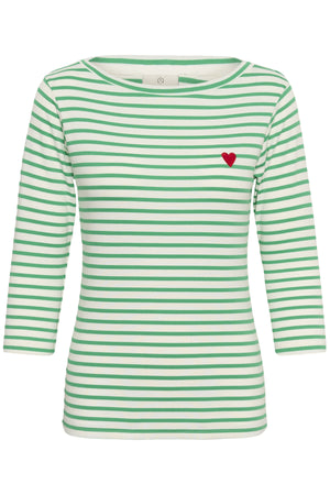 KAliddy Boatneck 3/4 T-Shirt Chalk/Bright Green - Red Heart - 10511773