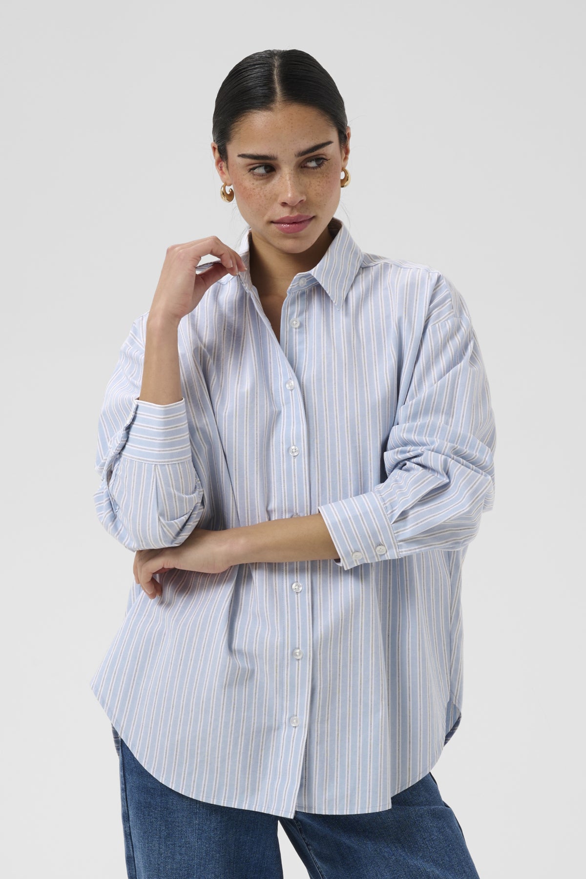 KAaster Skjorta Blue Fog Chalk Black Stripe - - 10511814