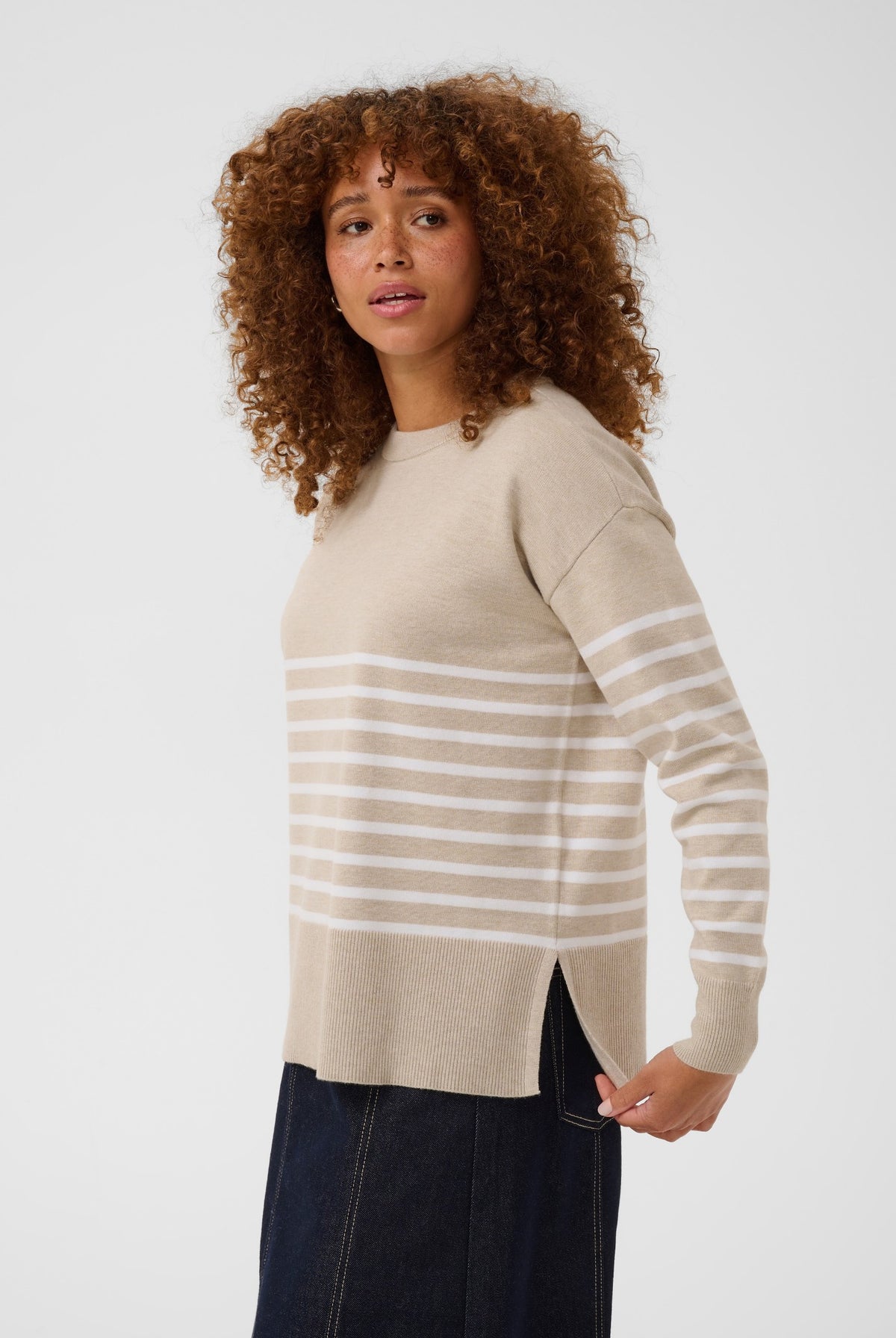 KAlimone Pullover Knit Feather Gray Mel/Chalk Stripe - 10511830