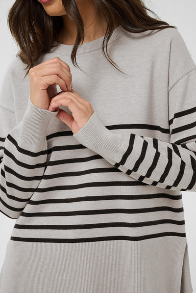 KAlimone Pullover Knit Grey melange/Black Stripe - 10 - 10511830 Thumbnail