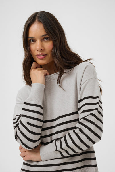 KAlimone Pullover Knit Grey melange/Black Stripe - 10 - 10511830 Thumbnail