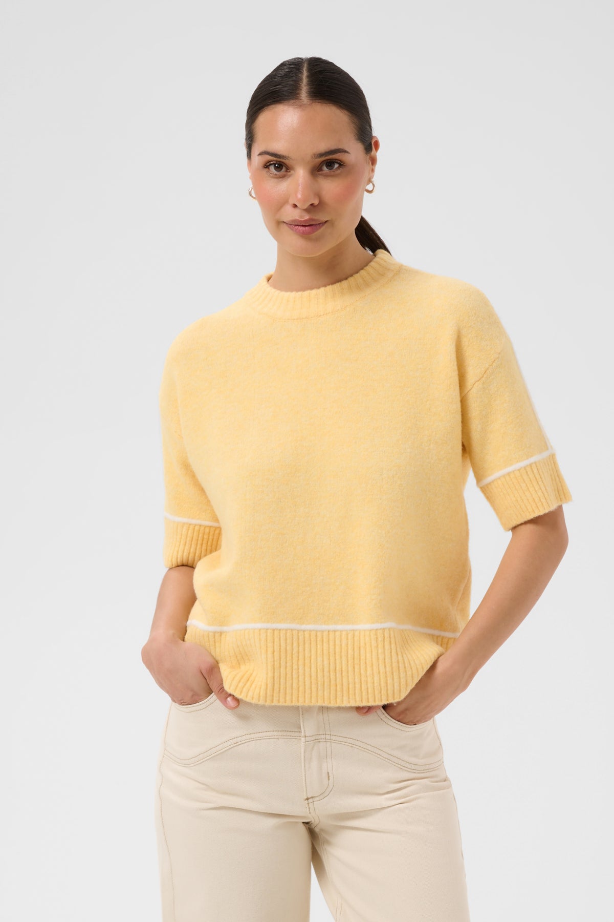 KAjinie Knit Pullover1/2 sleev Sunlight Melange - 1308221 - 10511946