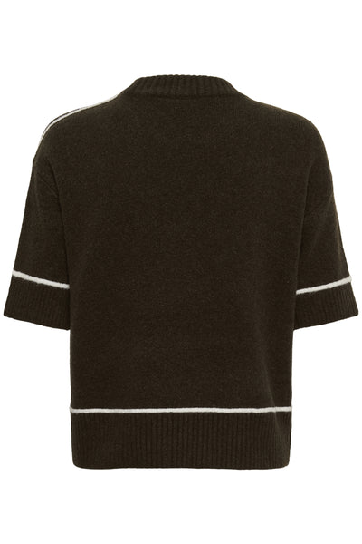 KAjinie Stickad Pullover 1/2 ärm Coffee Bean - 190915 - 10511946 Thumbnail