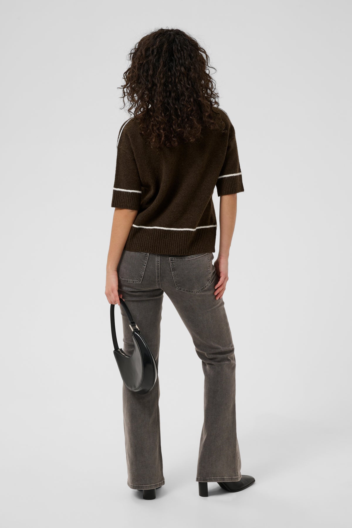 KAjinie Stickad Pullover 1/2 ärm Coffee Bean - 190915 - 10511946