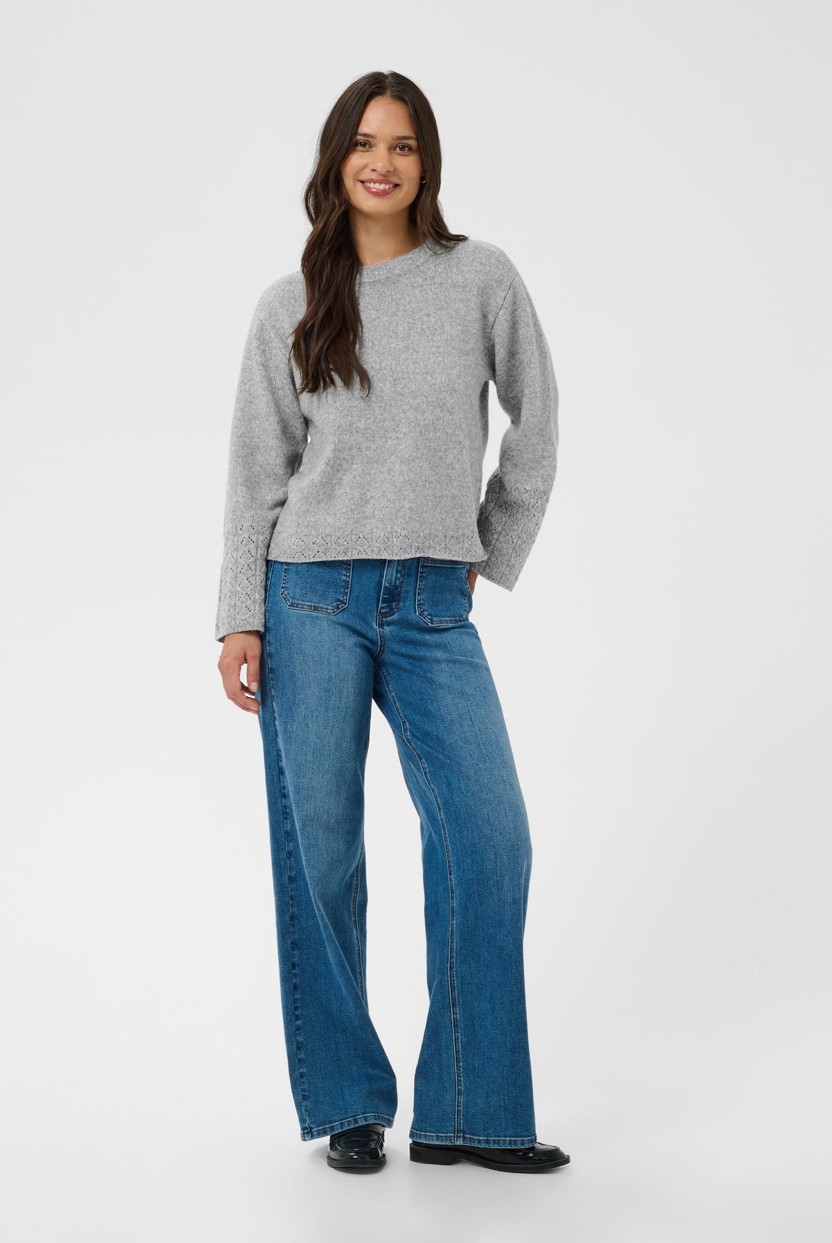 KAgro Pullover Stickad Gråmelerad - 100123B - 10512082