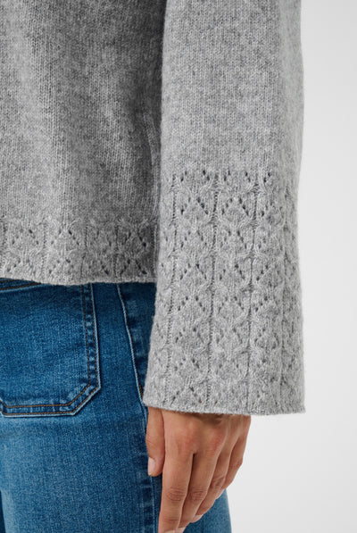KAgro Pullover Stickad Gråmelerad - 100123B - 10512082 Thumbnail