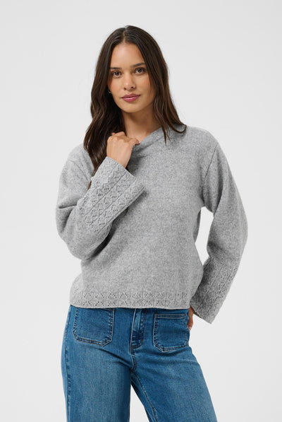 KAgro Pullover Stickad Gråmelerad - 100123B - 10512082 Thumbnail