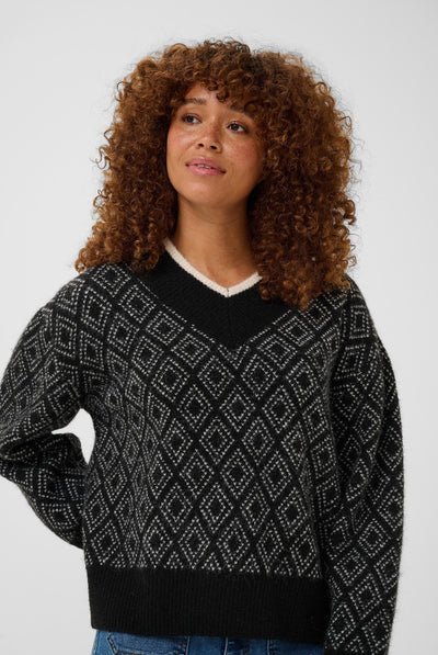 KAsirens Knit Pullover Black/Turtledove Argyle - 1097 - 10512088 Thumbnail