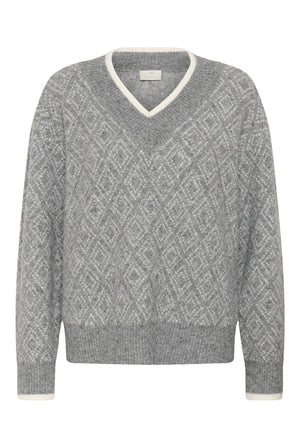 KAsirens stickad tröja Grey Mel. / Chalk Argyle - 109 - 10512088