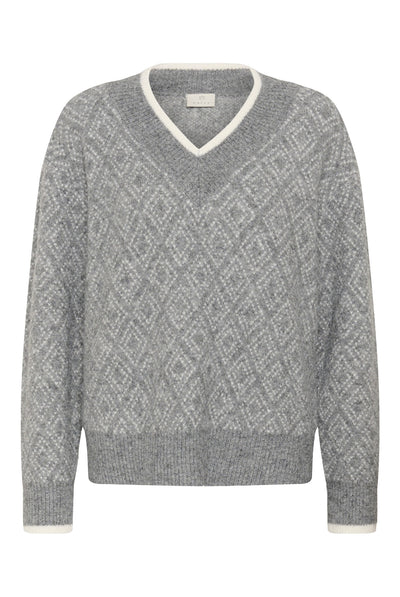 KAsirens stickad tröja Grey Mel. / Chalk Argyle - 109 - 10512088 Thumbnail