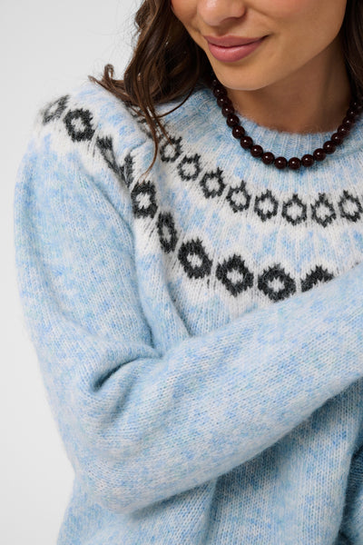 KAberta Pullover Blue Mel. -Grå/Krita Mönster - 10512107 Thumbnail