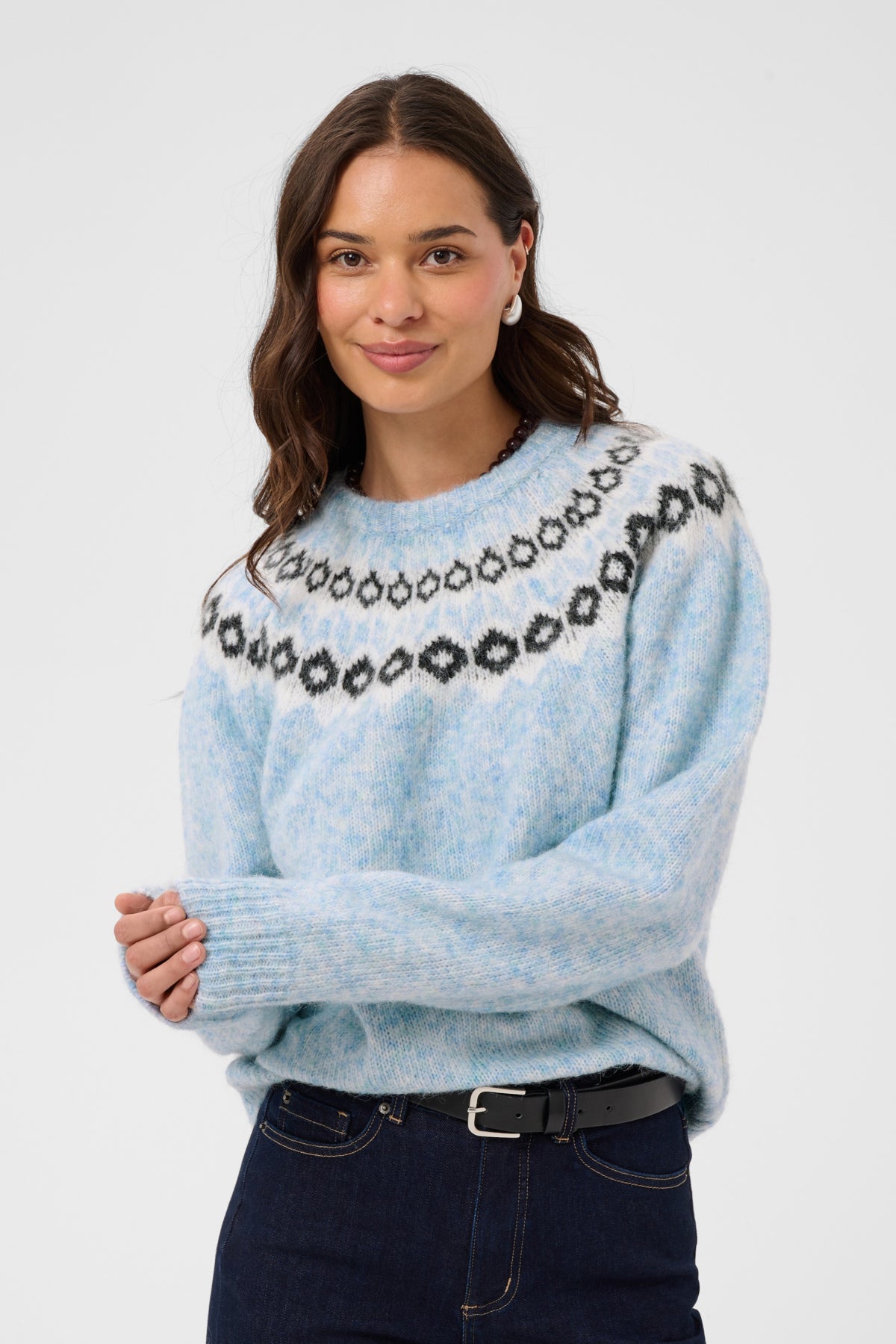 KAberta Pullover Blue Mel. -Grå/Krita Mönster - 10512107