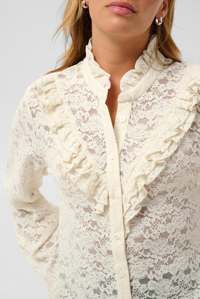 KAgigi Flounce Lace Shirt Whisper White - 110701 - 10512108 Thumbnail