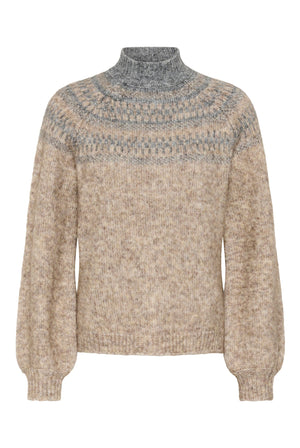 KAgerda Pullover Stickad Brunmelerad/Gråmelerad - 1 - 10512134