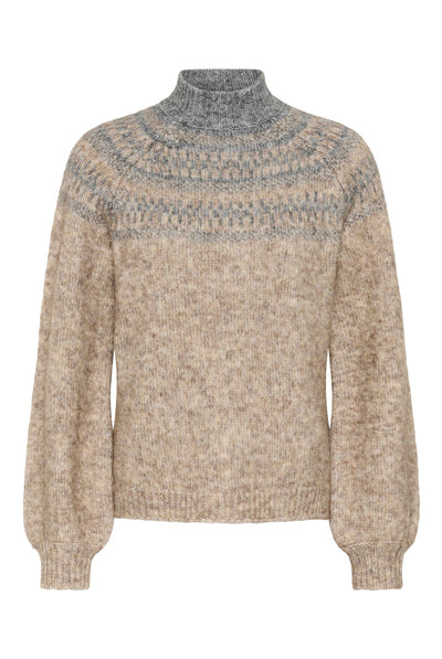 KAgerda Pullover Stickad Brunmelerad/Gråmelerad - 1 - 10512134 Thumbnail