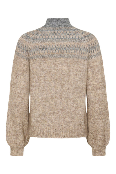 KAgerda Pullover Stickad Brunmelerad/Gråmelerad - 1 - 10512134 Thumbnail