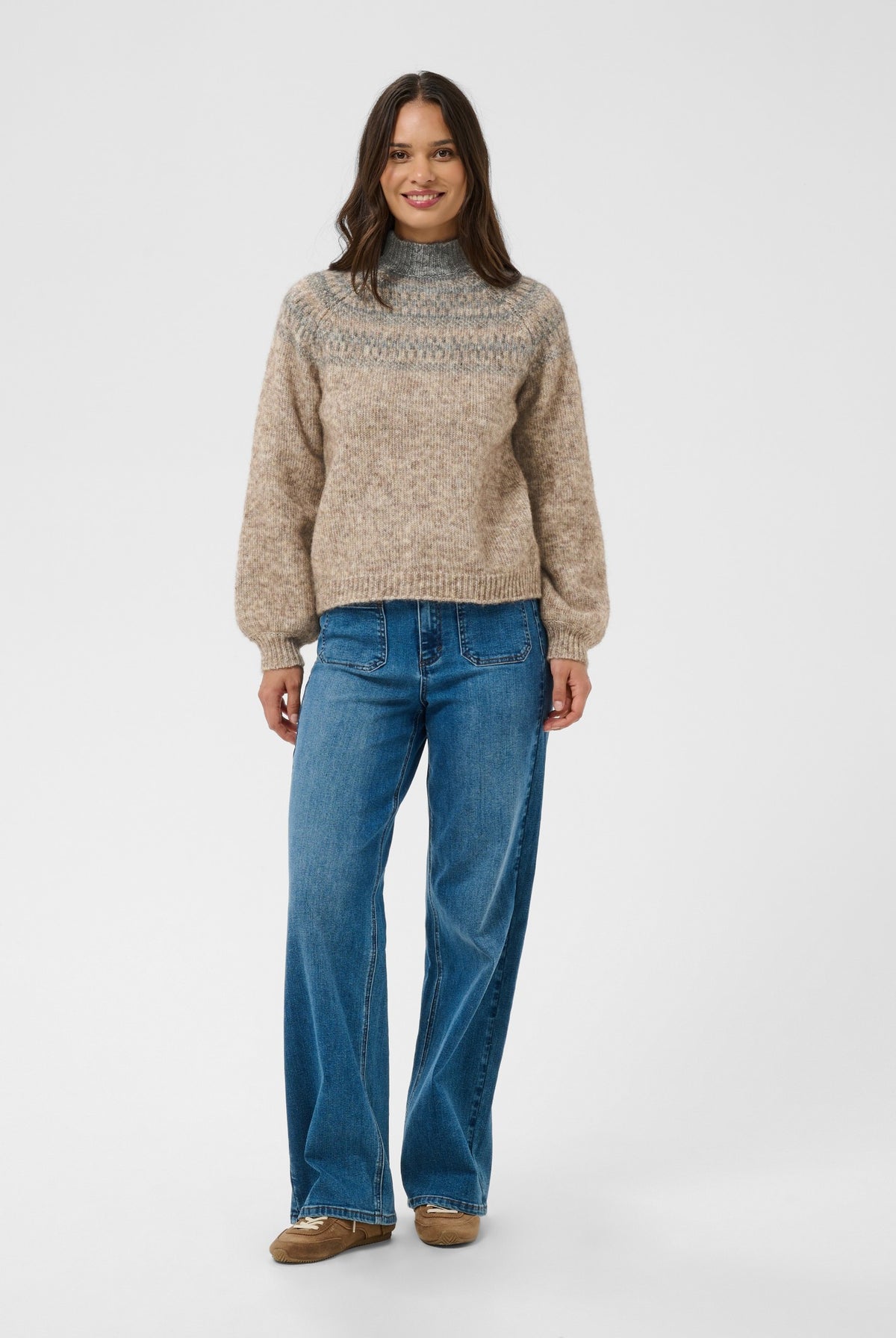 KAgerda Pullover Stickad Brunmelerad/Gråmelerad - 1 - 10512134