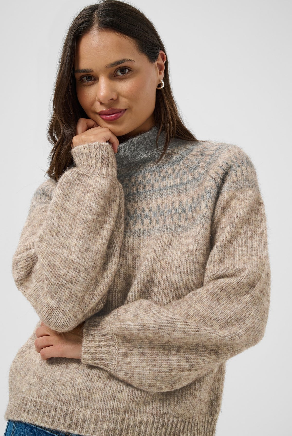KAgerda Pullover Stickad Brunmelerad/Gråmelerad - 1 - 10512134