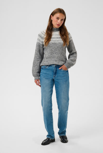 KAgerda Pullover Knit Dark Grey Melange/Chalk - 1099 - 10512134 Thumbnail
