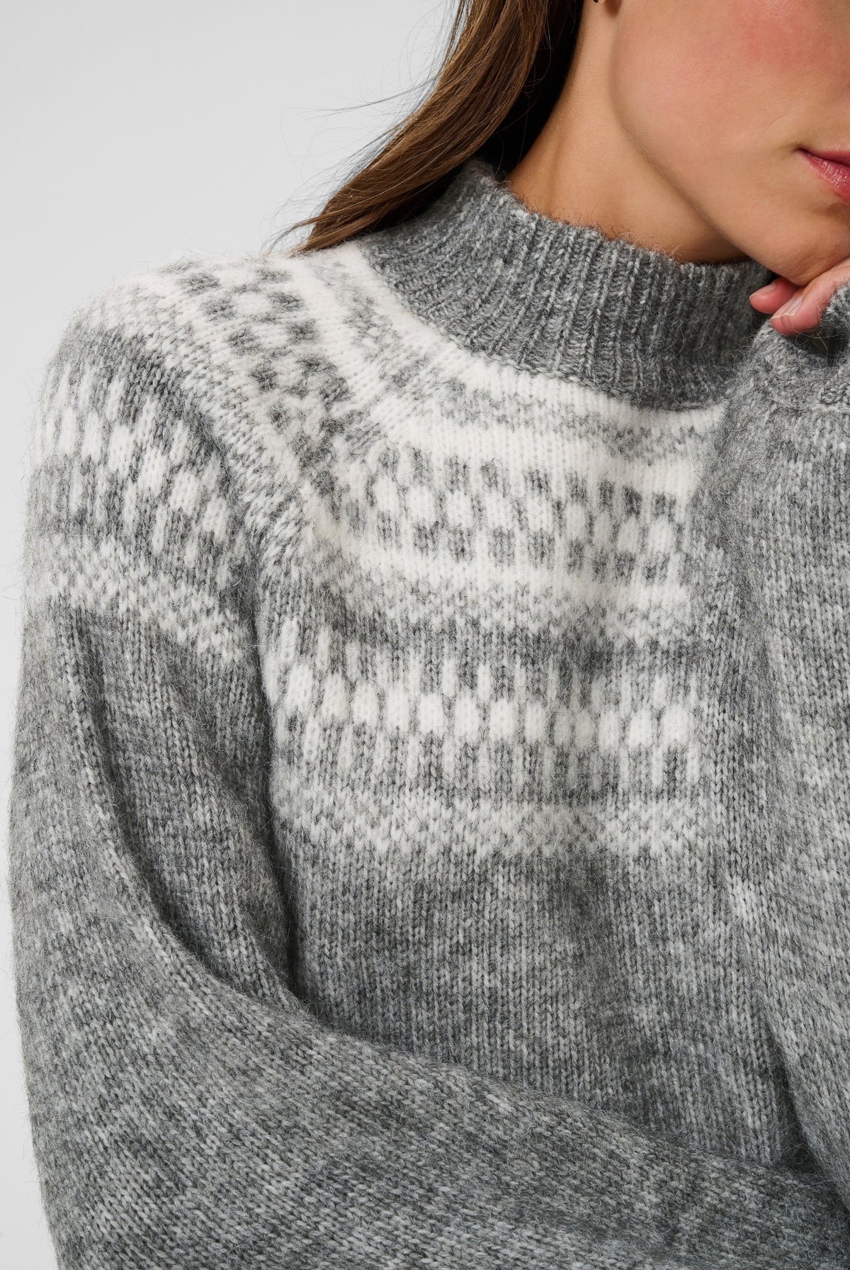 KAgerda Pullover Knit Dark Grey Melange/Chalk - 1099 - 10512134