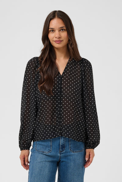 KAmindy Blouse Black W. White Dot - 109793 - 10512138 Thumbnail