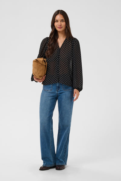 KAmindy Blouse Black W. White Dot - 109793 - 10512138 Thumbnail