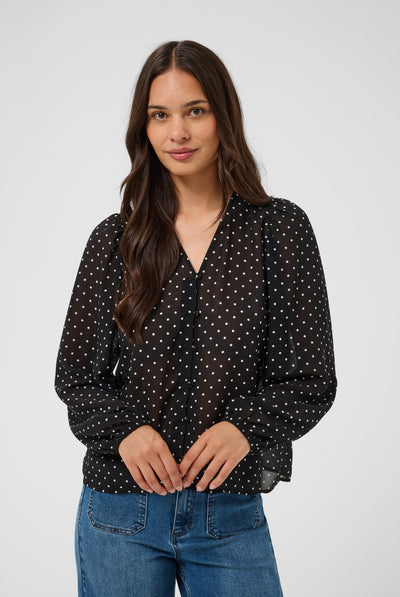 KAmindy Blouse Black W. White Dot - 109793 - 10512138 Thumbnail