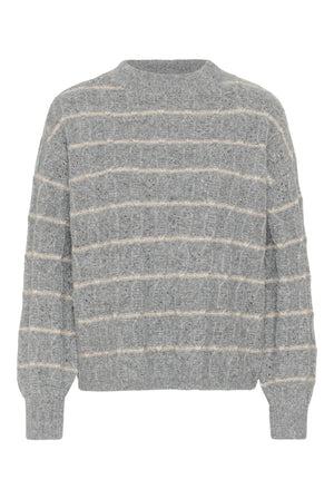 KAsirens randig tröja Grey Melange/Beige Stripe - 10 - 10512261