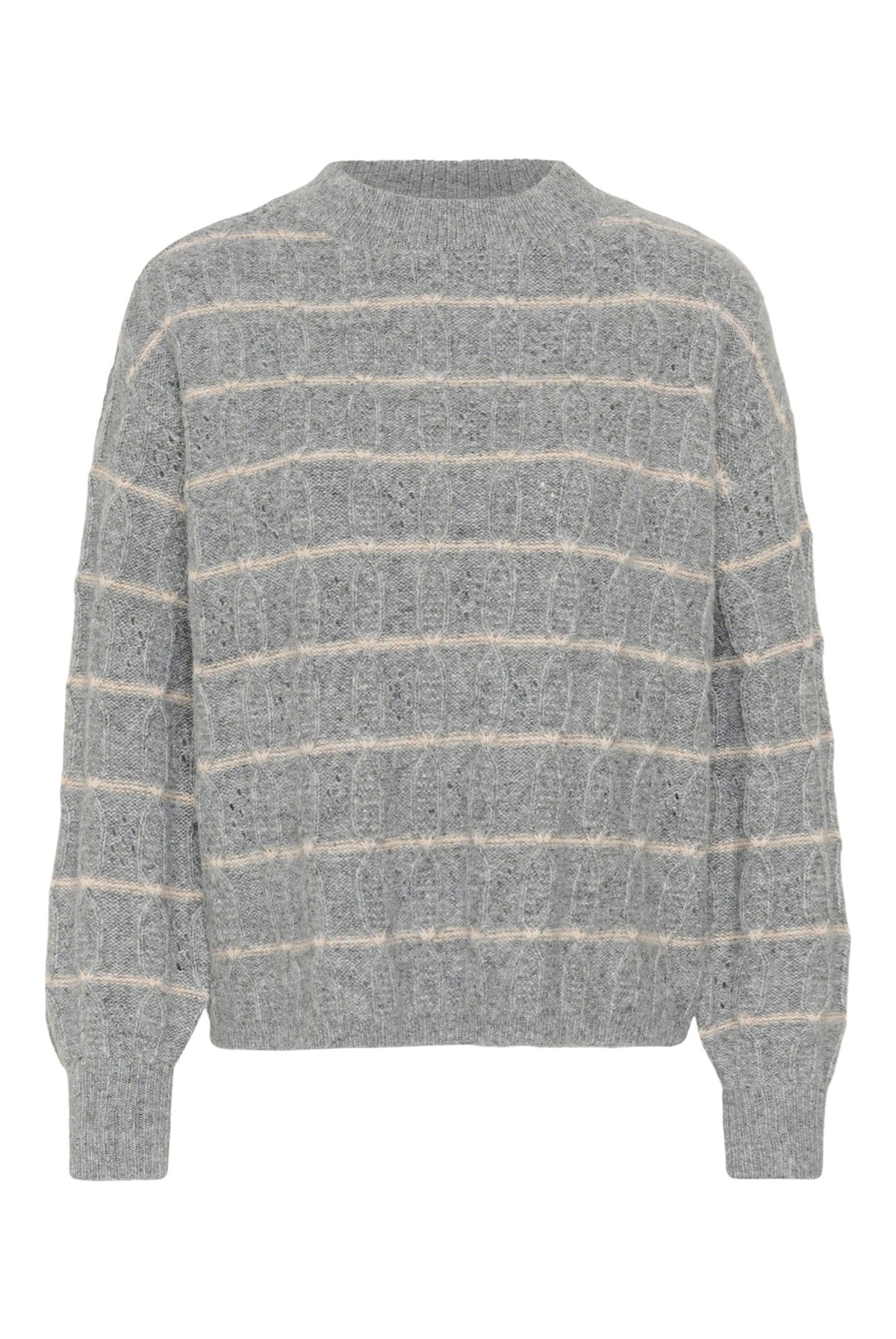 KAsirens randig tröja Grey Melange/Beige Stripe - 10 - 10512261